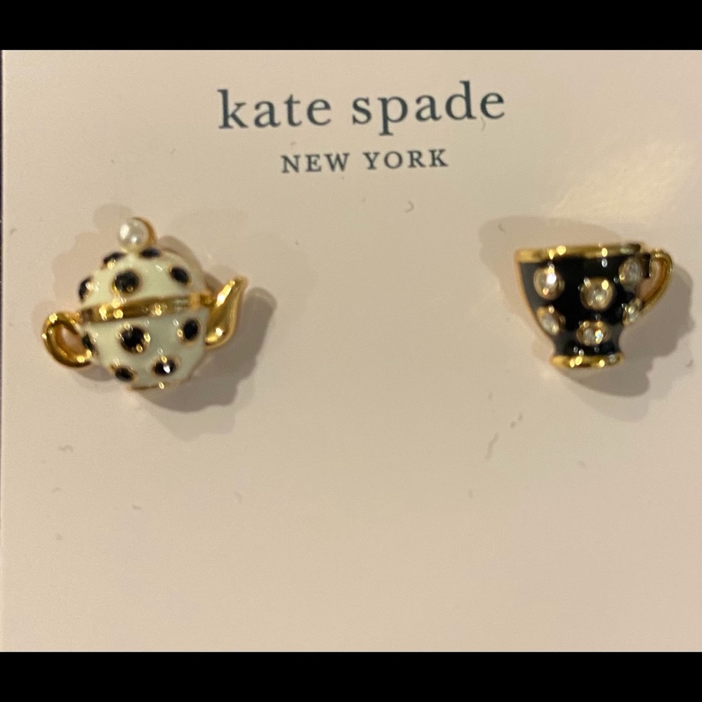 kate spade Black and White Teapot and Teacup Stud Earrings